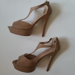 Colin Stuart Leather T Strap Platform Stiletto Heels Peep Toe (size 11B) NWOT